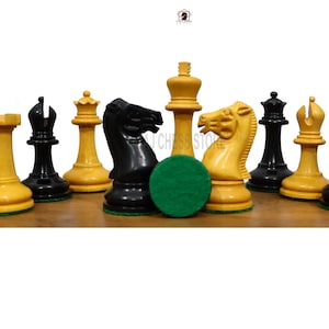Circa 1852 Harrwitz Series Staunton Series Chessmen In Ebony/antiqued boxwood-3.5&quot;|King Side Stamping With 2 Extra Queens-Luxury Chess Set