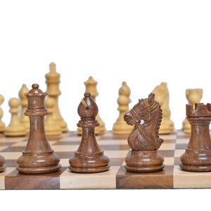 Complete Combo Weighted Chess Set -The Bridle King Staunton Series Chess Pieces In Golden Rosewood with 12&quot; Rollup Chess Board