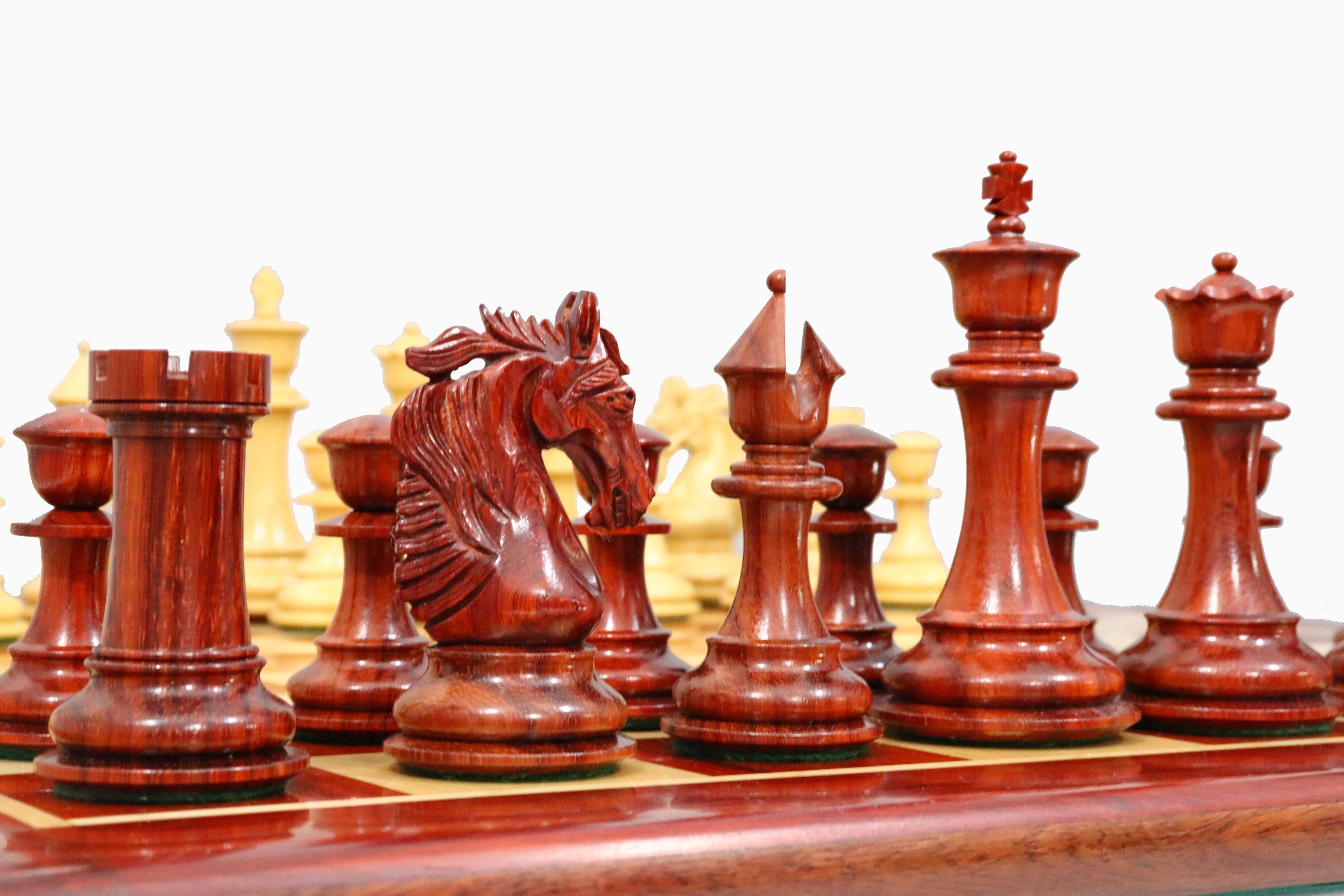 Combo of Paperweight Rook, Bishop & Pawn Chess Pieces in Box Wood & Bud  Rosewood - 4.52