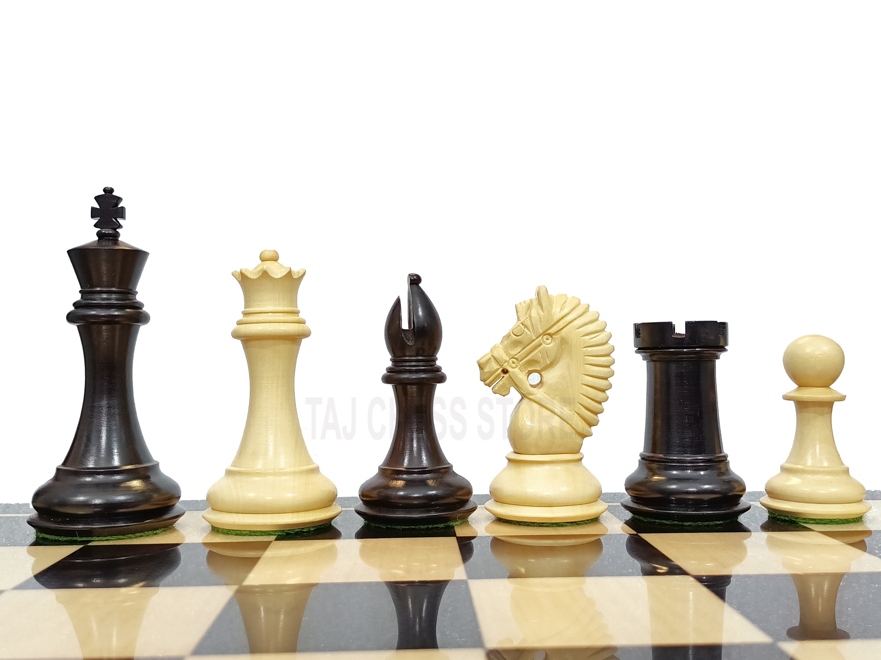 New Exclusive Staunton Chess Set Ebonized & Boxwood Pieces with The Queen's  Gambit Chess Board - 3.5 King - The Chess Store