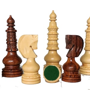 Antique Chess Pieces | Handmade wooden chessmen in Golden rosewood and boxwood Unique Design Chess Set | Christmas Special Gift