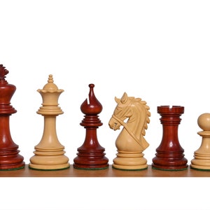 Napoleon Luxury Staunton Chess Pieces Only In Bud Rosewood(Paduak) Wood With 2 extra queens-  4.4&quot; King Triple Weighted Chess Set