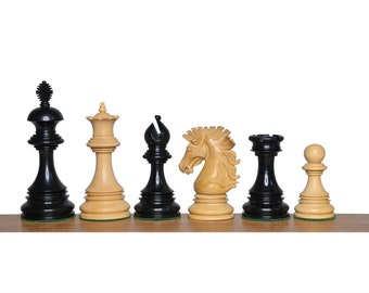 Wellington Series Luxury Chess Pieces with 2 Extra Queens- 4.6" King-Weighted Chess Set Ebony Wood- Taj Chess Store