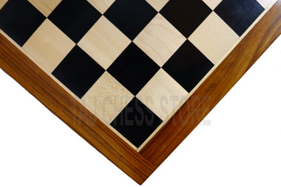 17" Ebony Wood Chess Set BoardSolid Ebony wood Square with Golden Rosewood