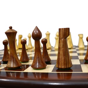 Handmade Wooden Combo Chess Set-  Unique Hermann Ohme Chess pieces and Golden Rosewood  Chess Board 19&quot;- Premium Wood Chess Pieces and Board