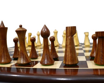 Handmade Wooden Combo Chess Set-  Unique Hermann Ohme Chess pieces and Golden Rosewood  Chess Board 19"- Premium Wood Chess Pieces and Board