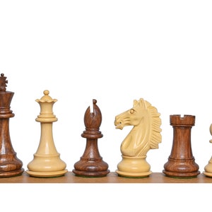 Alban Luxury Staunton Chess Pieces with 2 extra queens- 3.5&quot; & 4&quot; Elite  Series Weighted Golden Rosewood | Premium Chess Set