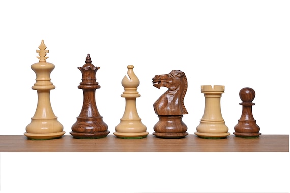 3.7 British Staunton Weighted Chess Set- Chess Pieces Only- Ebonised