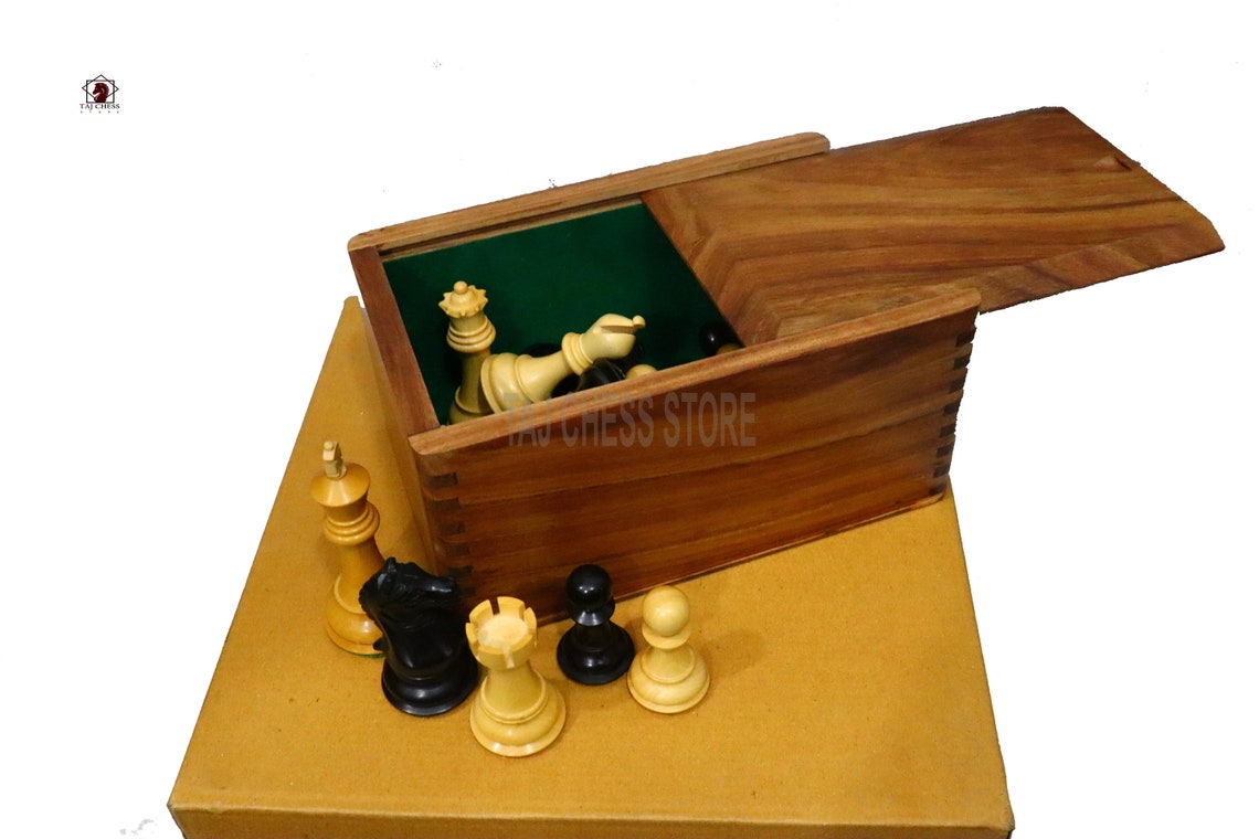 Chess Pieces Wooden Storage Box Upto 4 Chessmen Solid Etsy
