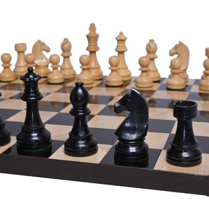 German Knight(Down Head) Weighted Wooden Chess Pieces Set- 2 Extra Queens-Staunton Series Chessmen in Ebonized boxwood-TAJ Chess Store