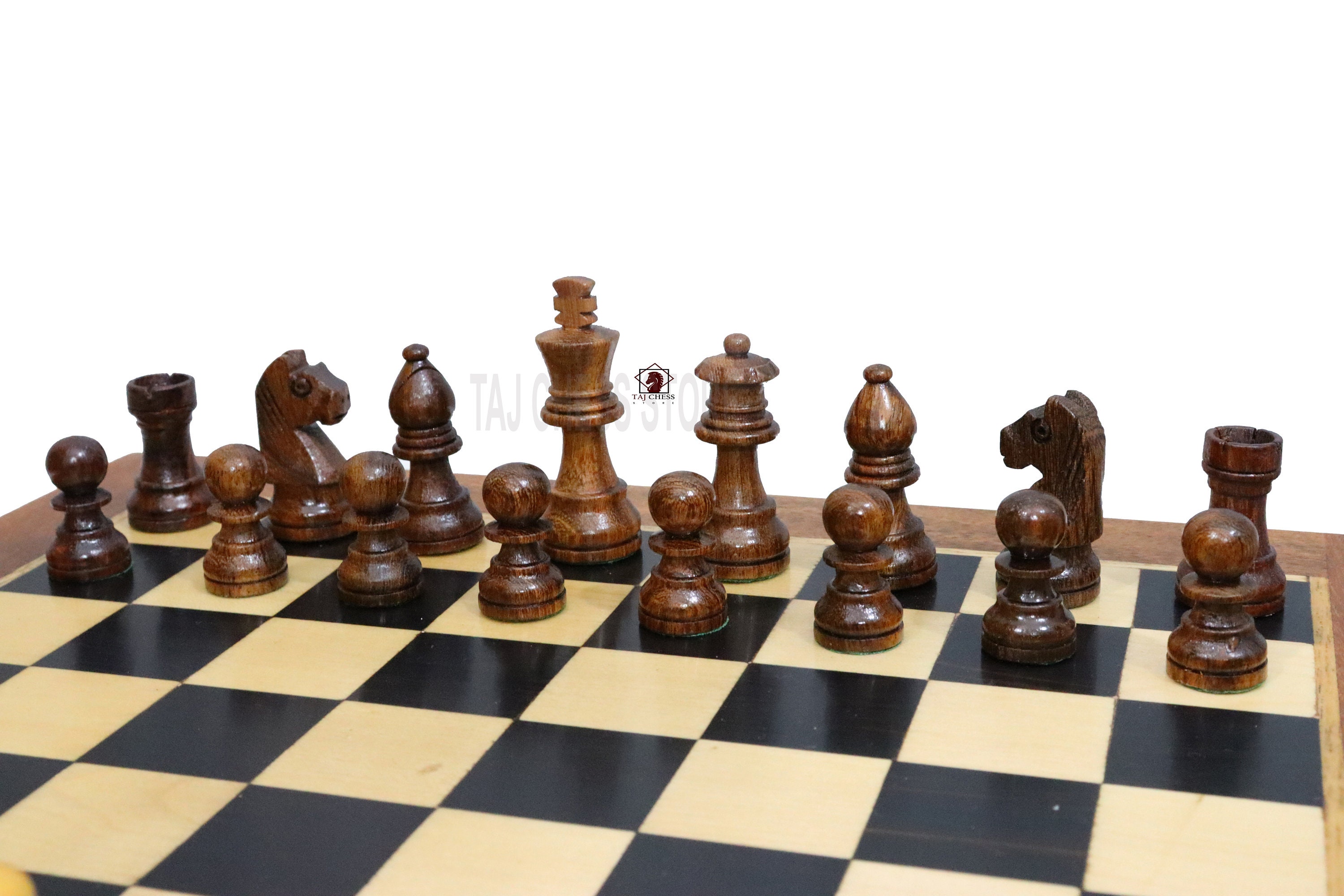 Magnetic Flat Chess Board with Sheesham German Knight Chess Pieces and –  Chess'n'Boards