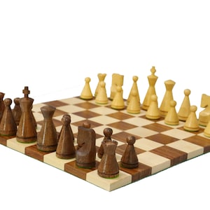 Weighted Russian Chess Set - Cone Minimalist Chessmen With Borderless Rolle-up Chess Board and storage box | Valentine Chess Set