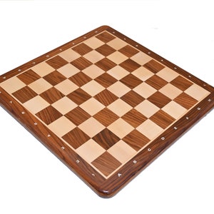 Tablero de ajedrez con peso de madera tallado a mano de 16 "-madera de palisandro dorado y madera de arce con 42 MM Sqaure/tablero de ajedrez para torneo