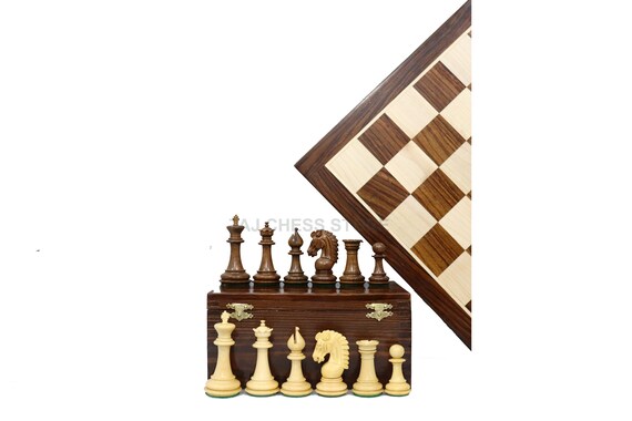 21 Large Wooden Chess Board Rosewood & Maple Square 55mm Handmade