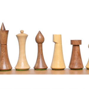 Unique Minimalist Hermann Ohme Chess Pieces SheeshamGolden Rosewood & Natural boxwood-2 Extra Queens Christmas Special Gifting Chess Pieces Only