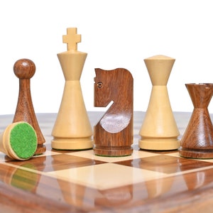 Weighted Russian Chess Pieces - Cone Minimalist  Chessmen With 2 Extra Queens | Unique Chess Set | Unique Chess Pieces Only