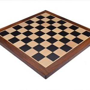 Ebony Wood Chess Set Board | Solid Ebony wood Square with Golden Rosewood Border Flat Board | Tournament Luxury Chess Board |Taj Chess Store
