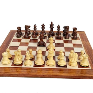 15&quot; Combo chess set - Solid wood chess board in Golden Rosewood | 39 mm square With Pro Staunton chess pieces 2.7 king
