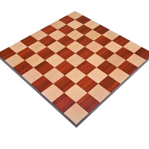 Schaakbord zonder rand, minimalistisch design | 50 mm vierkant | Schaakbord met kop van palissander (paduak) | Taj Chess Store