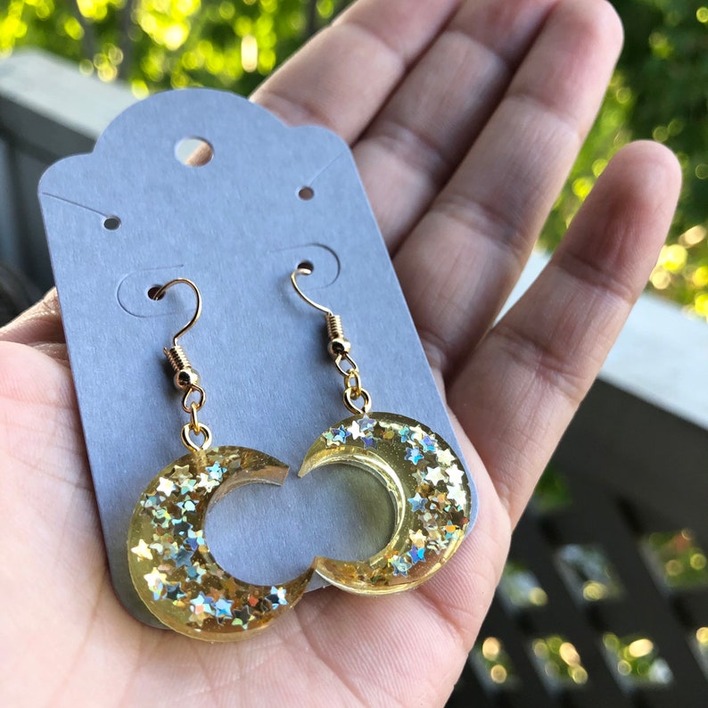 Glitter Moon Earrings