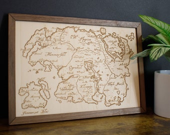 Elder Scrolls Map, Tamriel Wood Engraved Display Map