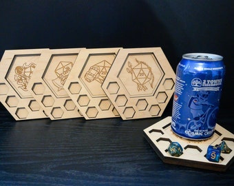D&D Dice Tray Coasters, 23 Choices (14 Classes + Others),  DnD / Pathfinder / Tabletop RPG Gaming Coasters