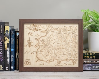 The Wheel of Time Map, Fantasy Wood Engraved Map