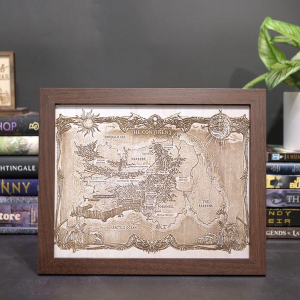 Fourth Wing/Iron Flame/Onyx Storm Map, Wood Engraved Map