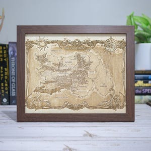 Mapa de la Cuarta Ala/Llama de Hierro/Tormenta de Ónix, grabado en madera