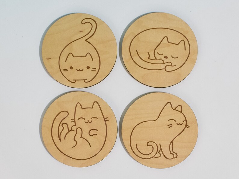 Cat Coasters, Set of 8, Cute Cats, Cat Lovers Gift, Gift for Cat Mom, Crazy Cat Lady image 3