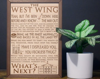 West Wing Wall Art, Wood Engraved West Wing Quote Display