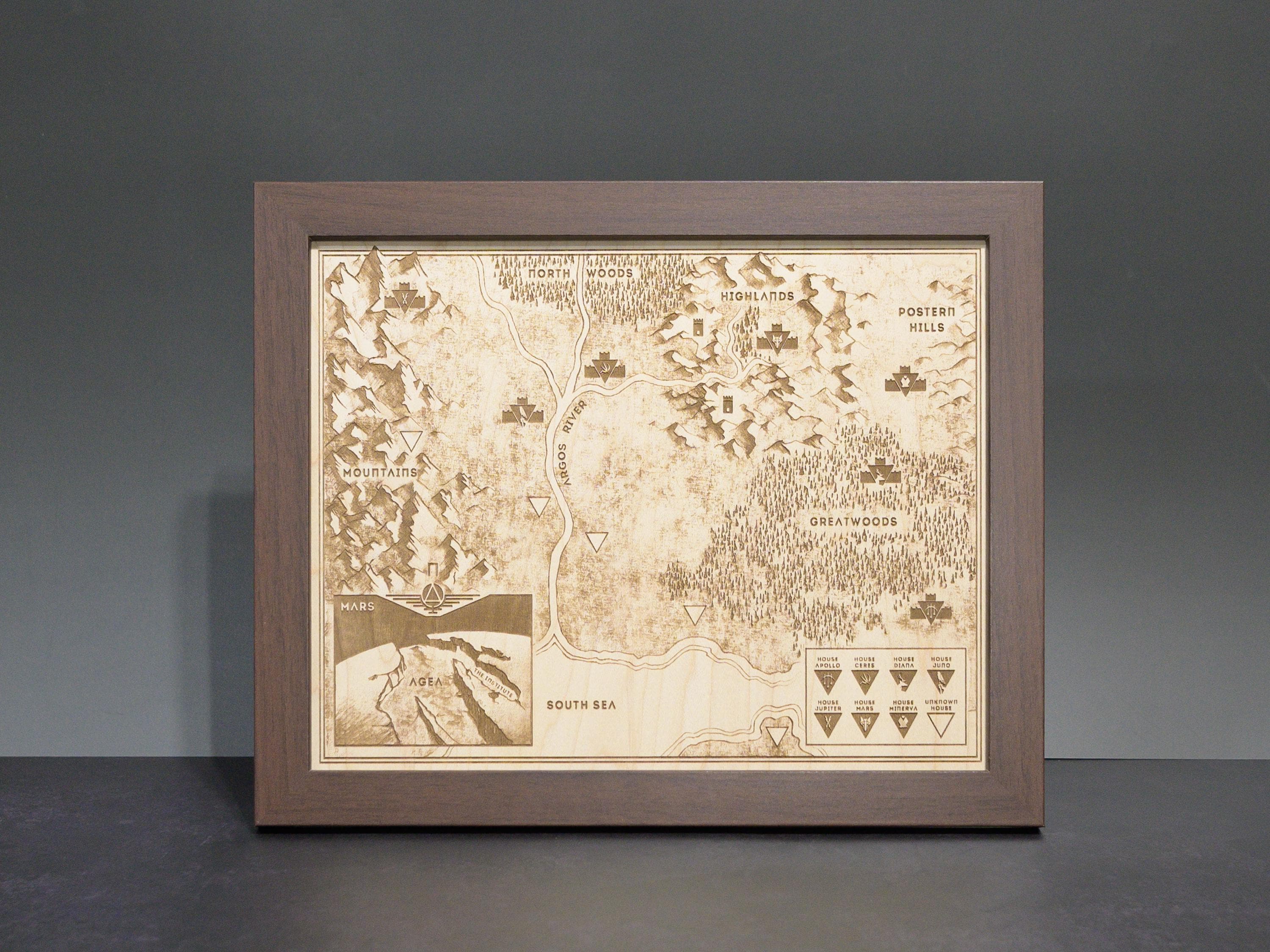 Red Rising Map Hyperion Red Rising Map, Wood Engraved Map of Mars From Book 1 - Etsy