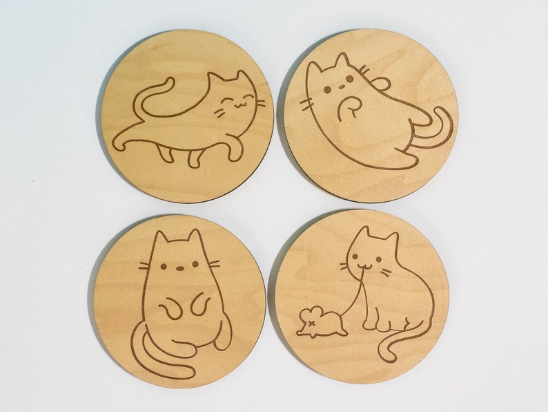 Cat Coasters, Set of 8, Cute Cats, Cat Lovers Gift, Gift for Cat Mom, Crazy Cat Lady image 4