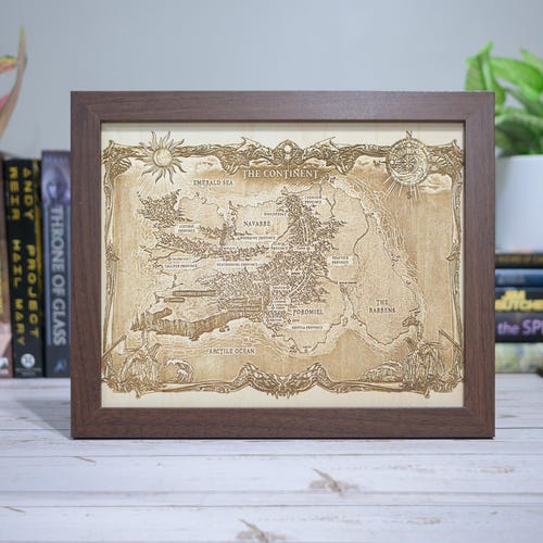 Carte de la quatrième aile/Flamme de fer/Tempête d'onyx, carte gravée sur bois