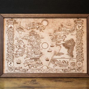 A Court of Thorns and Roses Map, Wood Engraved Map of Prythian