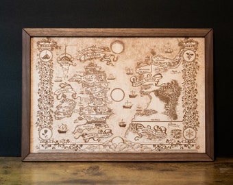 Une carte du tribunal d'épines et de roses, carte de Prythian gravée sur bois