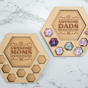 D&D Dice Tray Coasters for Mom and Dad,  DnD / Pathfinder / Tabletop RPG Gaming Coasters