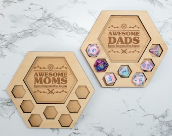 D&D Dice Tray Coasters for Mom and Dad,  DnD / Pathfinder / Tabletop RPG Gaming Coasters