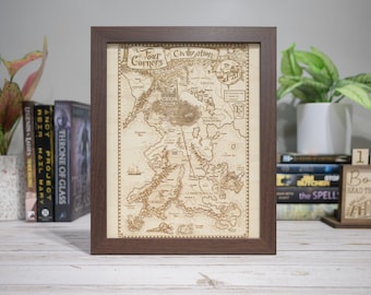 Name of the Wind Map, Wood Engraved Kingkiller Chronicle Map