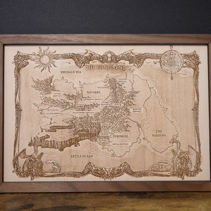 Fourth Wing/Iron Flame Map, Wood Engraved Map