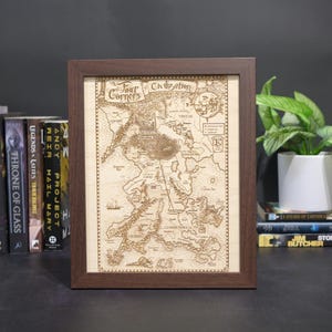 Name of the Wind Map, Wood Engraved Kingkiller Chronicle Map
