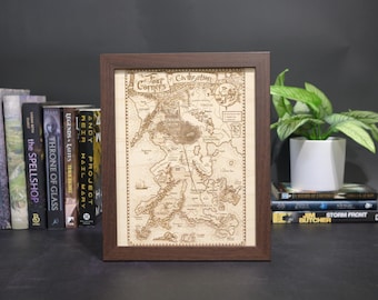 Name of the Wind Map, Wood Engraved Kingkiller Chronicle Map