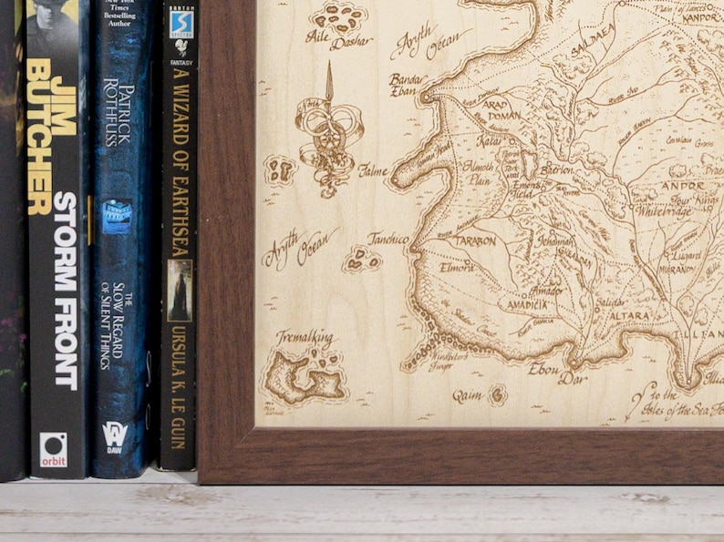 The Wheel of Time Map, Fantasy Wood Engraved Map image 3