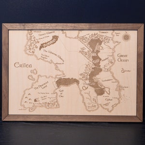 Throne of Glass Map, Wood Engraved Map of Erilea