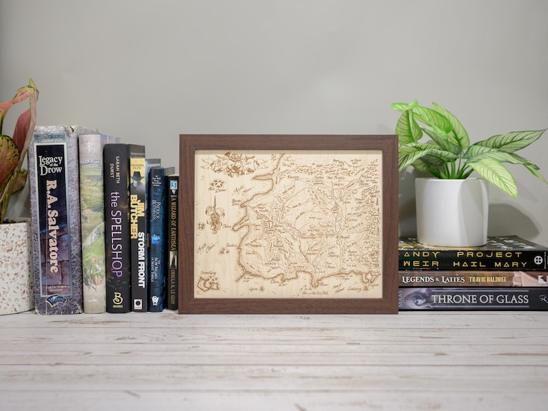 The Wheel of Time Map, Fantasy Wood Engraved Map image 1