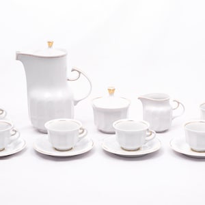 Antoinette - Rare coffee set - Vintage luxury porcelain service - Gold plated - Exclusive Hollohaza studios - &#39;60s Hungary