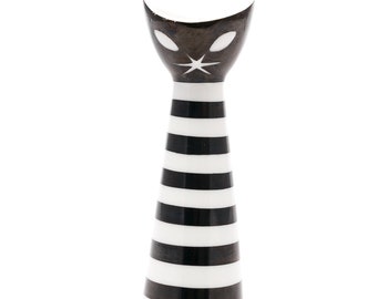 Monochrome cat vase - Vintage Zsolnay Porcelain - Art-deco - Stamped - Hand painted - From the &#39;70s - Made in Hungary