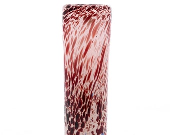 Scarlet flurry - Rörformad vas i Murano-glasstil - Handgjord blåst glasdekoration - röd och vit - Från 60-talet - Tillverkad i Italien