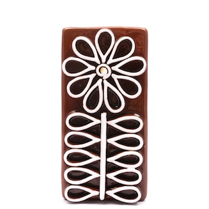 Gingerbread flower - Retro ceramic wall hanging - Vintage hungarian ceramics - Brown and white - Hand sculpted & painted - From the &#39;50s