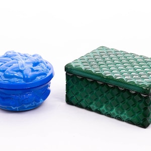 Malachite and Lapis - By Hoffmann & Schlevogt - Ingrid collection - Green blue czech art glass - Bohemian art deco -Jewellery box set - &#39;30s